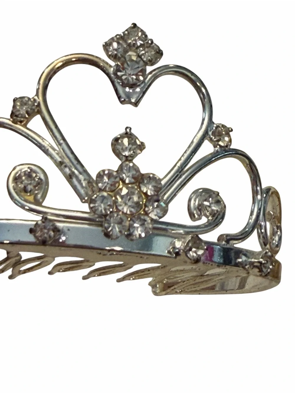Tiara Hair Comb‎ Silver Tone Faux Rhinestone Quinceanera Play Doll Princess